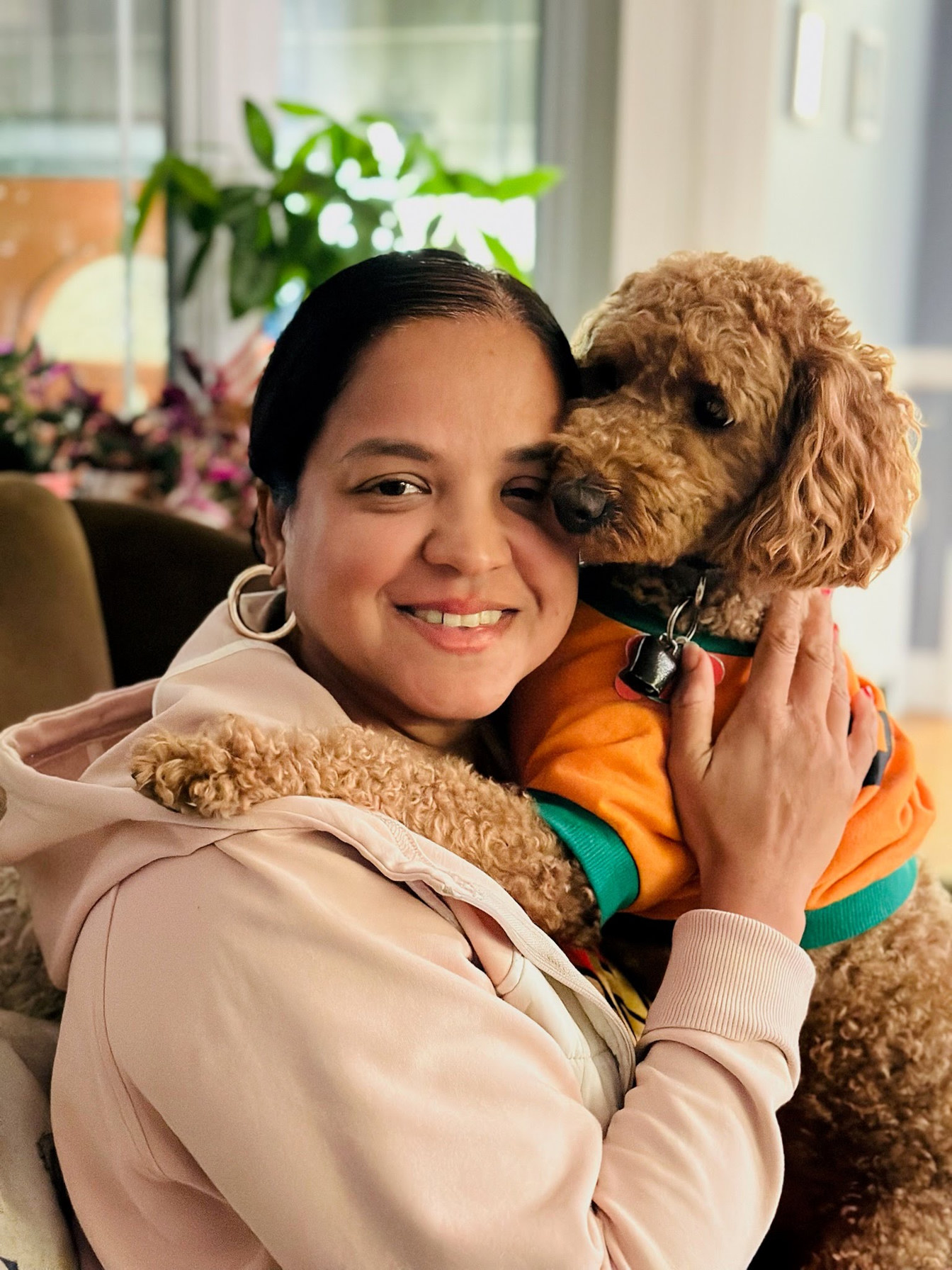 Raya King with her dog Mulky