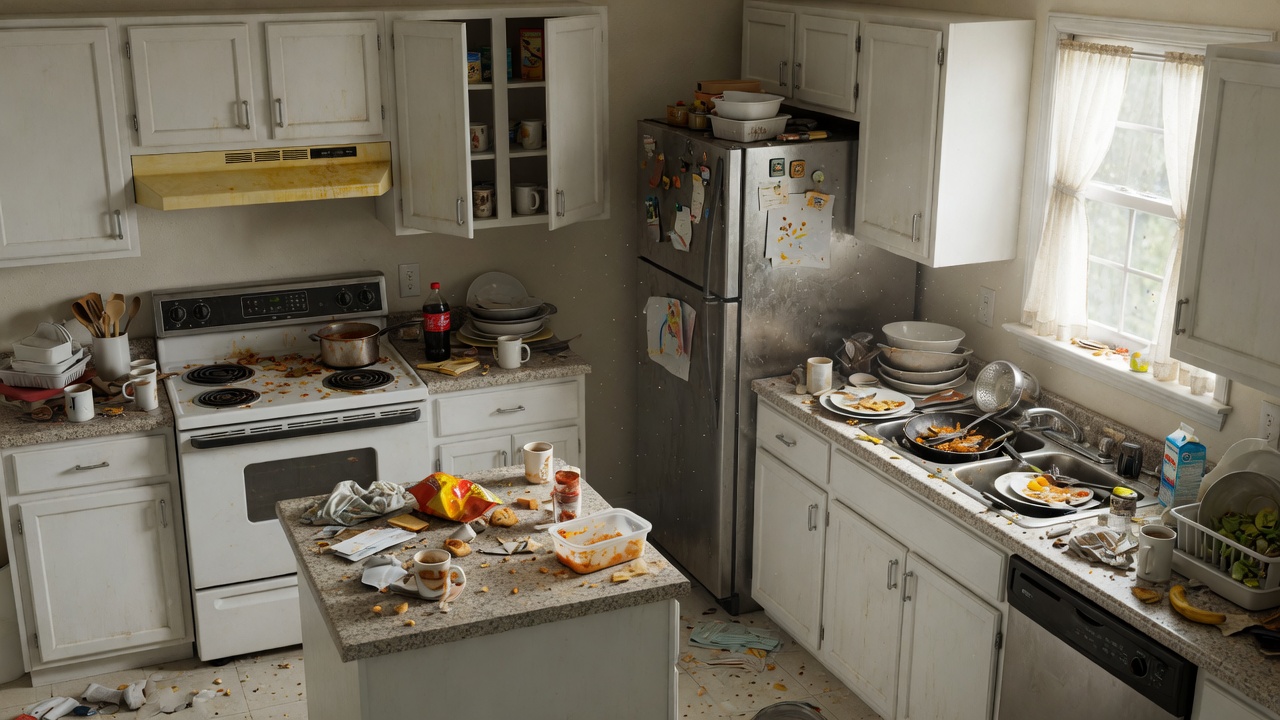 Kitchen before cleaning