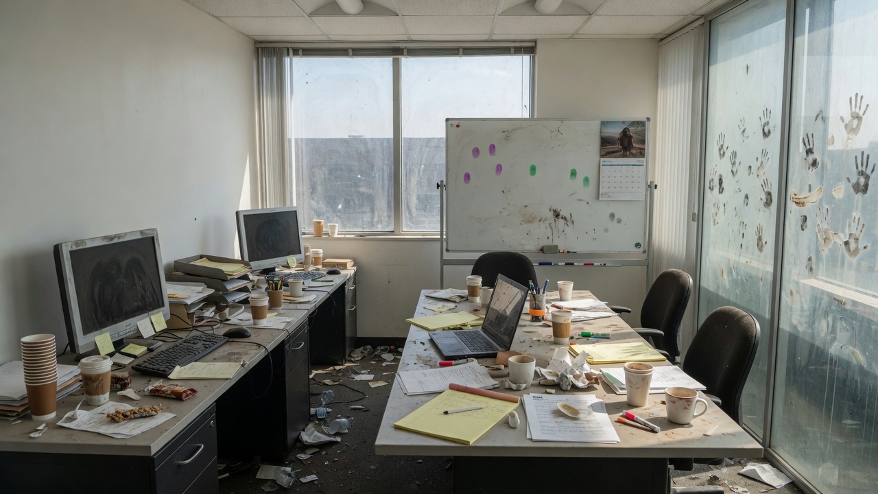 Office before cleaning